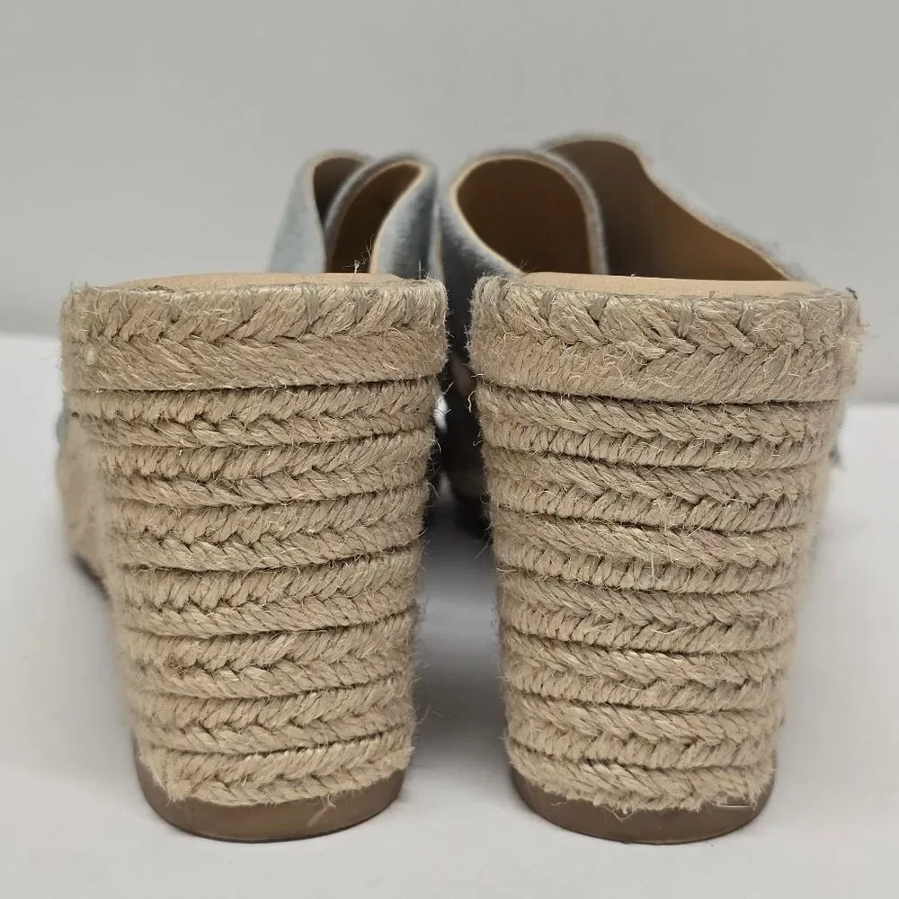 Splendid Britt Light Blue Suede Espadrille Wedged Sandals Women's 8